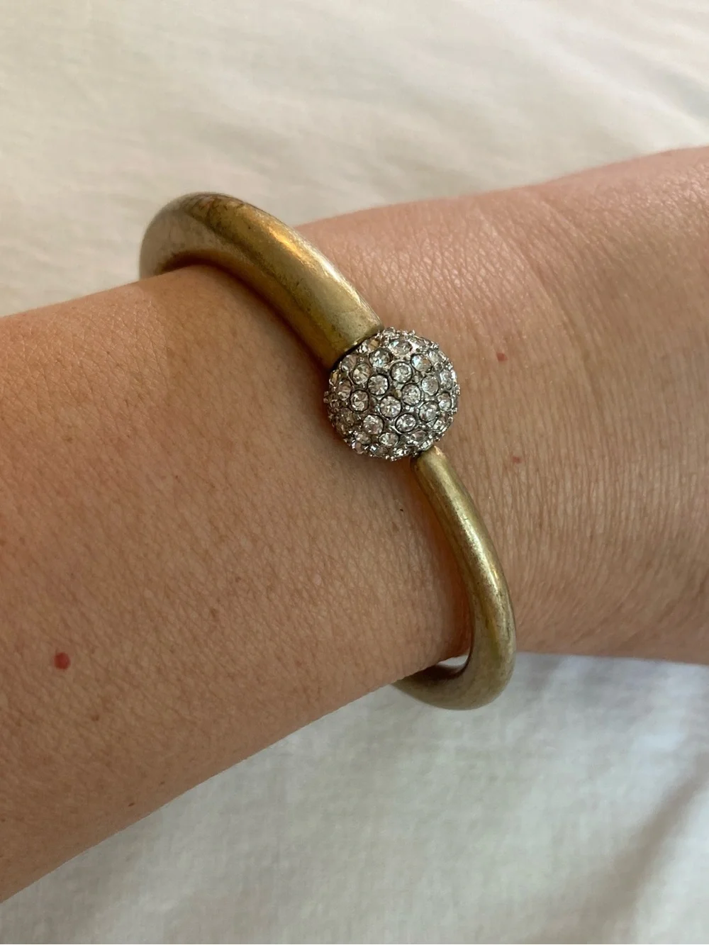 Banana Republic Signed Hinged Bangle Bracelet with Clear Stones
